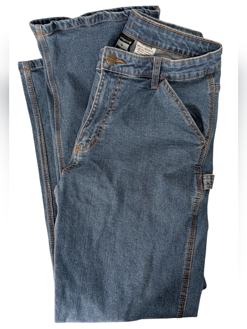 Carhartt Girls Size 16 Loose Fit Carpenter Jeans Blue BD8383-B